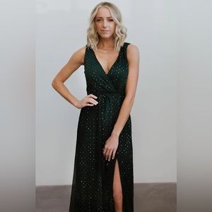 Baltic Born Helen Tank Sparkle Gown in Emerald Green